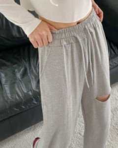 [EVELLET] Miruen Cutting Wide Waistband Pants