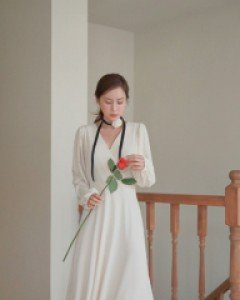 Kerinne bowknot wrap Long Dress