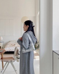 Denrobi Hood Ribbed Long Dress