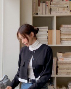 [EVELLET] Forberry Contrast No collar Jacket