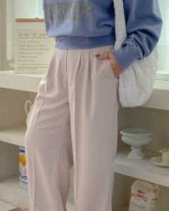 [EVELLET] Luaming Hidden Banding Wide Slacks