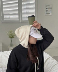 [EVELLET] Payne Contrast Hood Long Dress