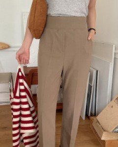 [EVELLET]DI Hidden Banding 8 parts by length Straight Slacks