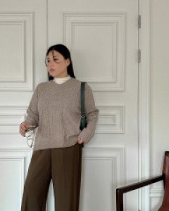[Everyday Pants]Gibelde Hidden Band Semi-Wide Slacks