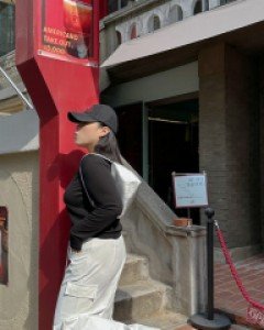 Gelentin string cargo wide pants