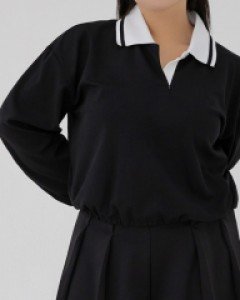 [EVELLET] Nepli Contrast Collar T-shirt