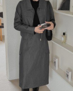 [EVELLET] Eloni primium Denim H midi skirt