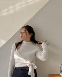 Huesens Slit Knit wrap T-shirt