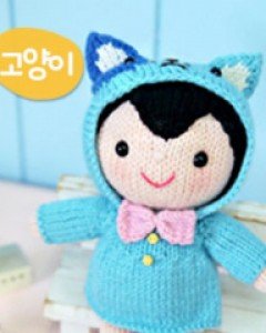 [고양이]동물 우비 꼬마 인형 ★인형,뜨개인형,손뜨개인형,대바늘인형★