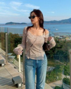 보웬체크사선버튼 가디건