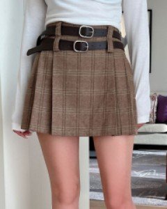 로티든 체크 플리츠 스커트[울15%,뒷밴딩]