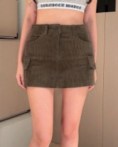 웨빈 코듀로이 로우핏 스커트