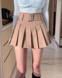 써무즈 벨트 플리츠 스커트