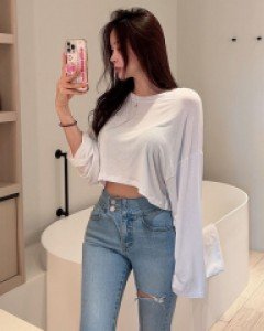 무디린 크롭 루즈핏 티셔츠
