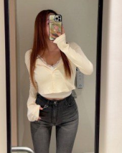 푸인 골지 크롭 가디건