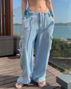 노즐 스토퍼 로우 와이드팬츠[뒷밴딩]