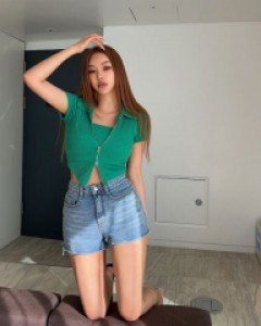 엔스 카라 크롭 집업 티셔츠