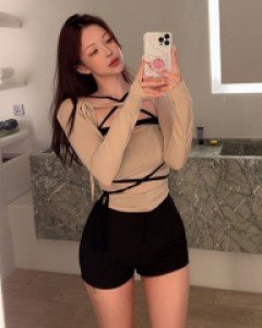 베홍 크롭 나시 가디건 세트