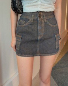 페인즈 워싱 카고 하이핏 스커트