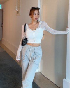 몬싱 크롭 나시 후드 세트