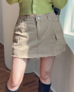 미줄 카고 밴딩 스커트[뒷밴딩]