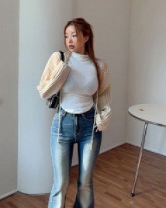 토니스 크롭 골지 가디건