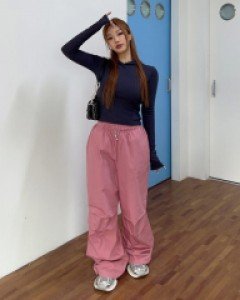 오히 핀턱 밴딩 와이드팬츠