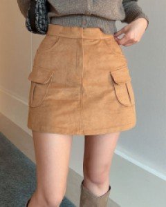 켄드로 스웨이드 하이핏 카고 스커트