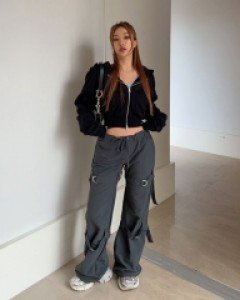 에블린 스트랩 로우 와이드팬츠