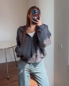 포이슨 투웨이 루즈핏 후드집업