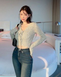 젠델 아일렛 크롭 가디건[울10%]