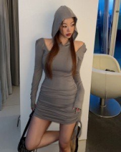 마잉 후드 셔링 원피스