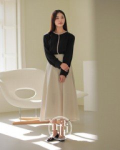 배색 셔링 블라우스 MM22