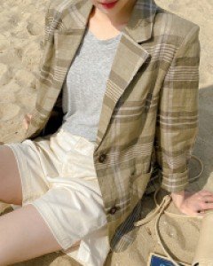 (린넨100%) 쿨린넨 체크 자켓 59064