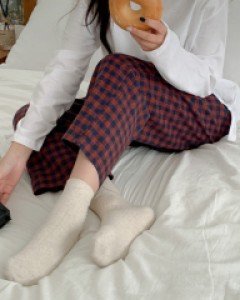 루베니 체크 기모 밴딩 파자마 팬츠 62136