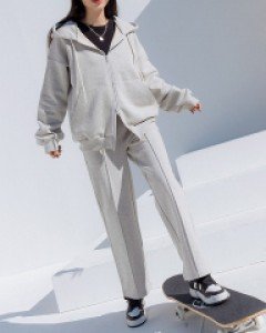 헬로아 밴딩 라벨 핀턱 와이드 팬츠 63639