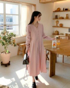 쥬르 버튼 롱 원피스 64012