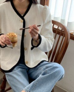 젠티아 배색 트위드 자켓 64136