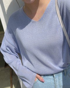 샤클 루즈핏 V넥 니트 64579