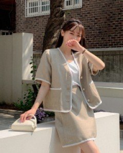 브케인 반팔 크롭 자켓 64968