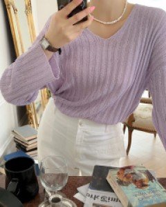 라울 v넥 루즈핏 골지 니트 65002