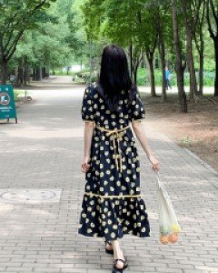 하로민 배색 롱 원피스 65812