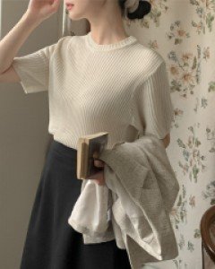 일리앙 크롭 반팔 니트 66755