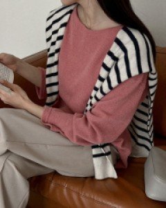 이플 보트넥 루즈핏 니트티 66859