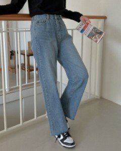 오우너 뒷밴딩 속기모 세미와이드 데님 팬츠 67384