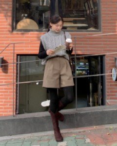 체로니 뒷밴딩 4부 기모 팬츠 67843