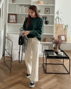 멘델 양기모 히든밴딩 세미 와이드 팬츠 68049