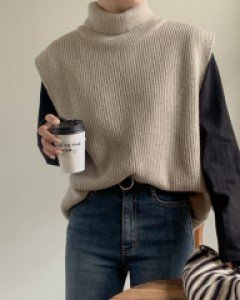 헬루나 목폴라 니트 베스트 68010