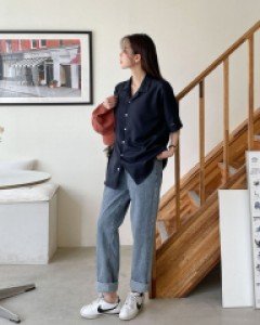 네이즈 밴딩 배기 데님 팬츠 69717