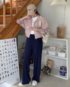 데미에 밴딩 골지 와이드 팬츠 69750